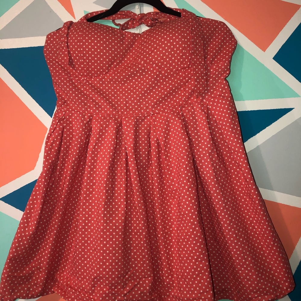 Coral Polkadotted Dress